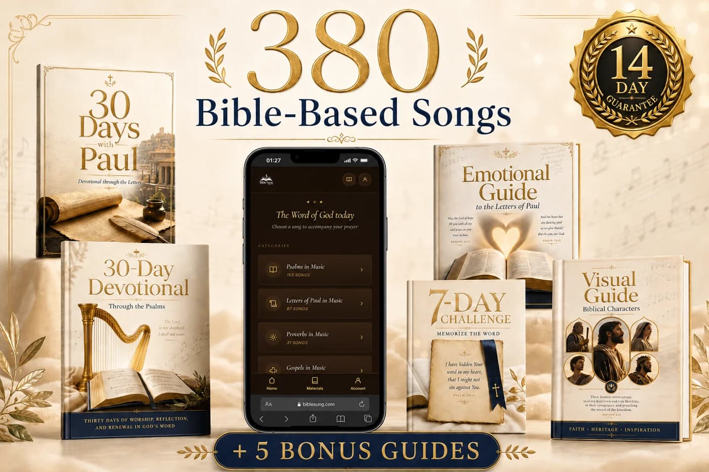 Bible Sung — 380 Bible-based songs + 5 bonus guides